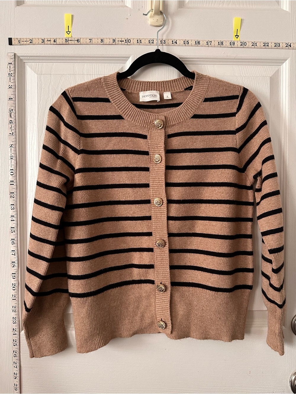 Cyrus Beige and Black Striped Button Cardigan